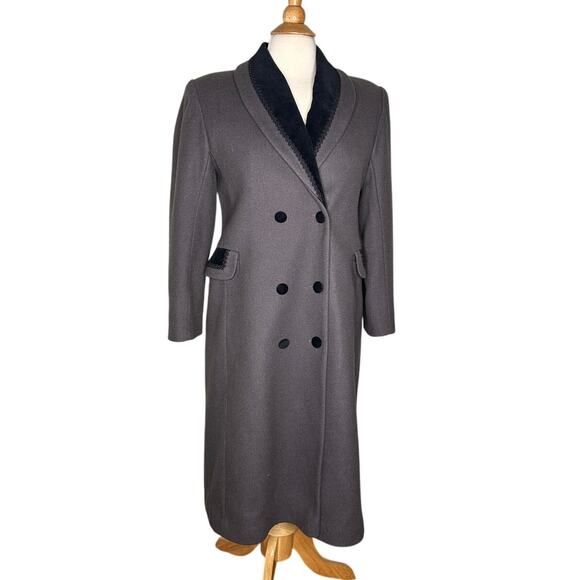 Vintage Rothschild Wool-Feel Trench Coat with Velvet Details Made in the USA - Picture 1 of 10